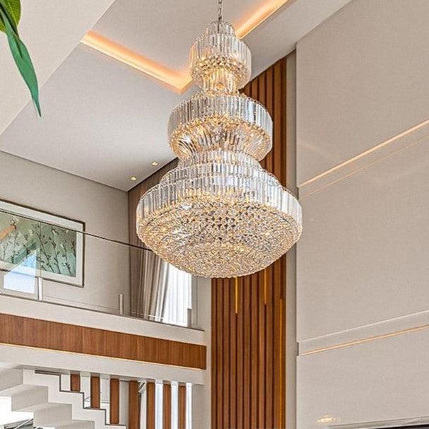 Modern Gold Foyer Extra Large Crystal Chandeliers Round Light Fixture For Hall Entrance - D39.4"*H59.1"Blushlighting