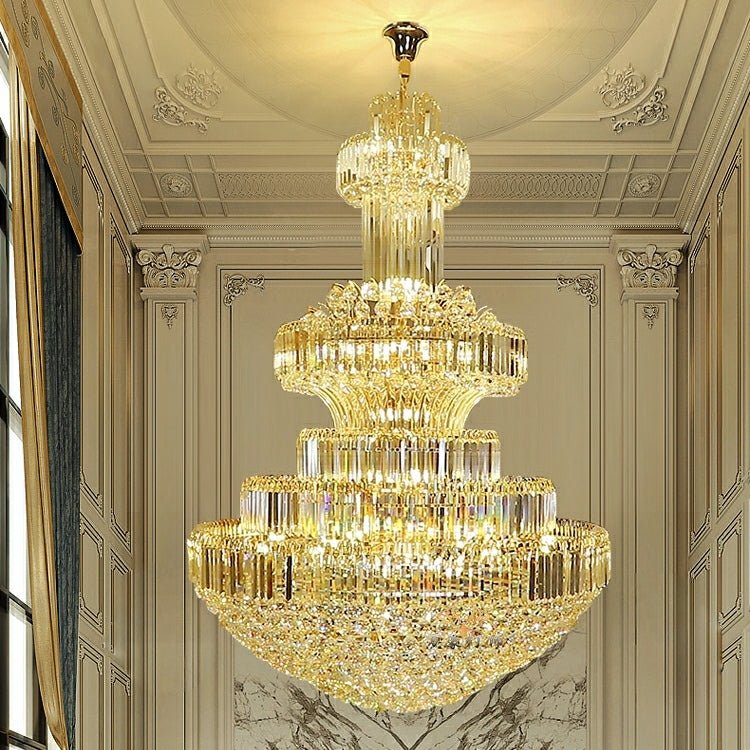 Modern Gold Foyer Extra Large Crystal Chandeliers Round Light Fixture For Hall Entrance - D39.4"*H59.1"Blushlighting
