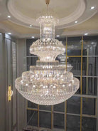 Modern Gold Foyer Extra Large Crystal Chandeliers Round Light Fixture For Hall Entrance - D39.4"*H59.1"Blushlighting