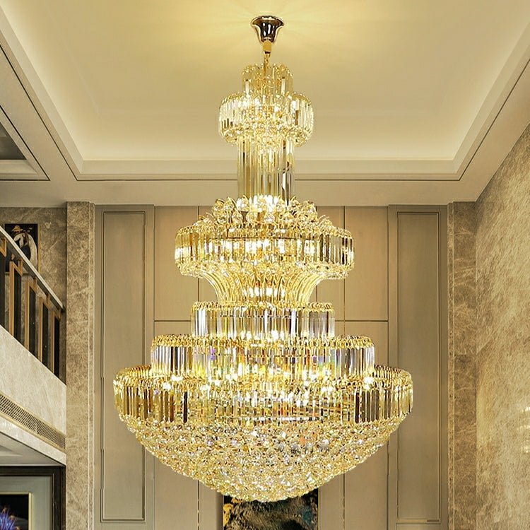 Modern Gold Foyer Extra Large Crystal Chandeliers Round Light Fixture For Hall Entrance - D39.4"*H59.1"Blushlighting
