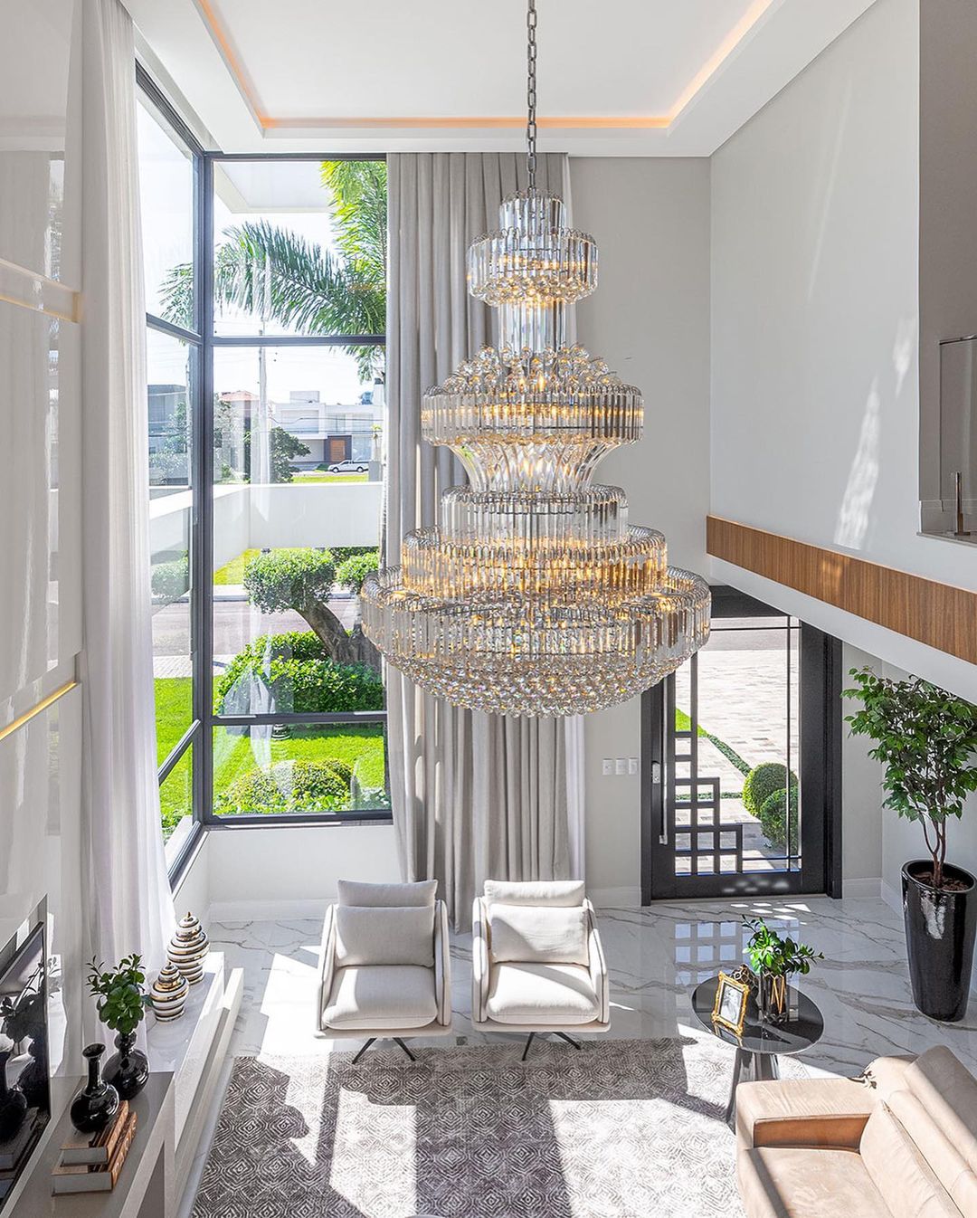 Modern Gold Foyer Extra Large Crystal Chandeliers Round Light Fixture For Hall Entrance - D39.4"*H59.1"Blushlighting