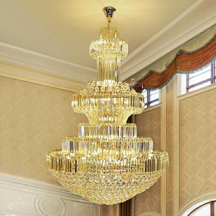 Modern Gold Foyer Extra Large Crystal Chandeliers Round Light Fixture For Hall Entrance - D39.4"*H59.1"Blushlighting