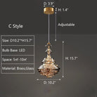 Modern Gray Glass Starry Sky Pendant Light Fixture for Dining Room/Bar/Kitchen Island - C: D10.2"*H15.7"Tri-Color Light (Warm/White/Neutral)Blushlighting