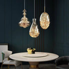 Modern Gray Glass Starry Sky Pendant Light Fixture for Dining Room/Bar/Kitchen Island - Set: A+B+C+D+E/8kgTri-Color Light (Warm/White/Neutral)Blushlighting