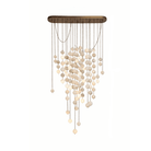 Modern Hanging Spherical Alabaster Chandelier for High Ceilings - 100 Balls/L38"*W18"*H108" (L96.5cm*W45.7cm*H274.3cm)Warm LightBlushlighting