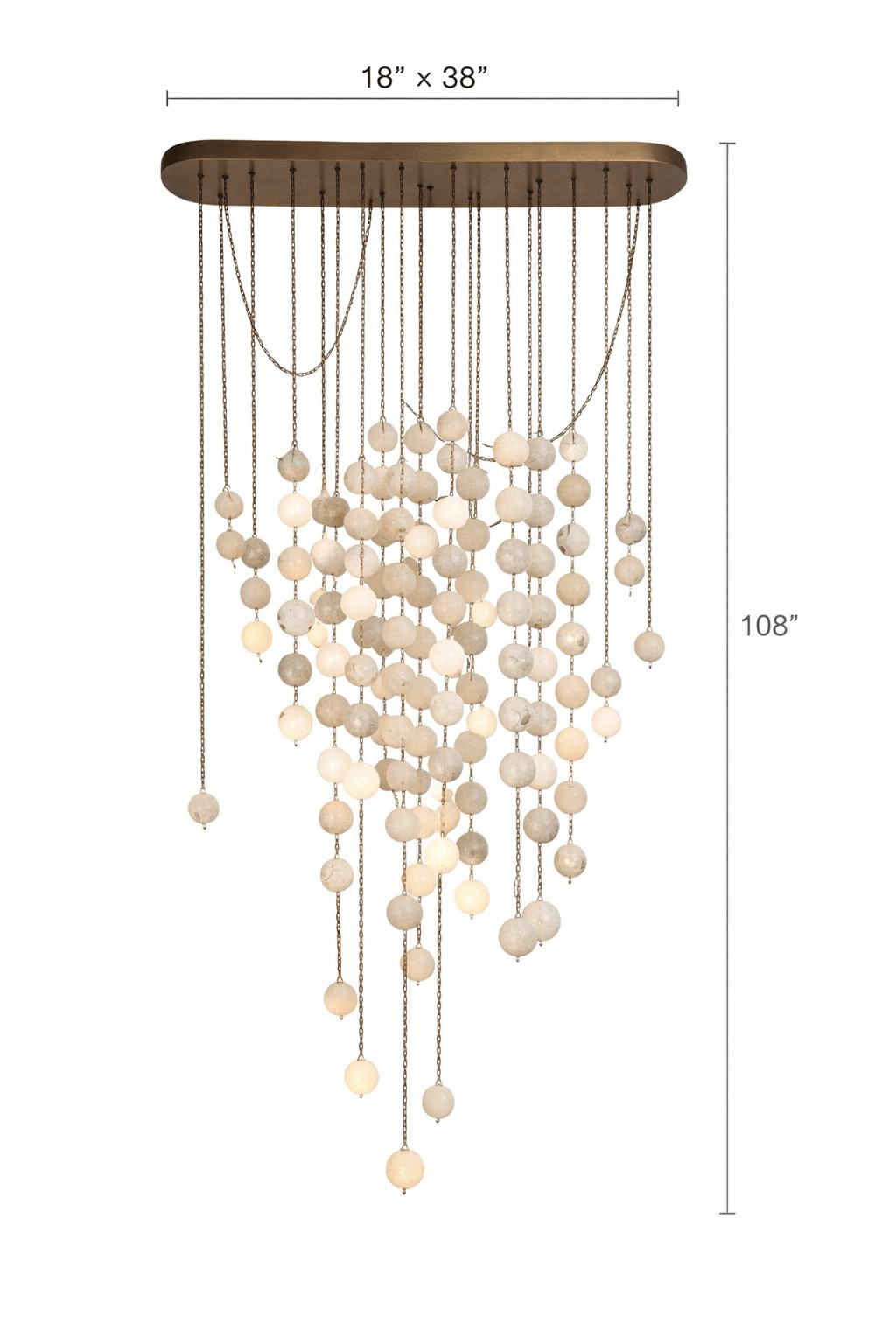 Modern Hanging Spherical Alabaster Chandelier for High Ceilings - 100 Balls/L38"*W18"*H108" (L96.5cm*W45.7cm*H274.3cm)Warm LightBlushlighting