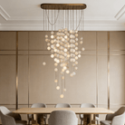 Modern Hanging Spherical Alabaster Chandelier for High Ceilings - 100 Balls/L38"*W18"*H108" (L96.5cm*W45.7cm*H274.3cm)Warm LightBlushlighting