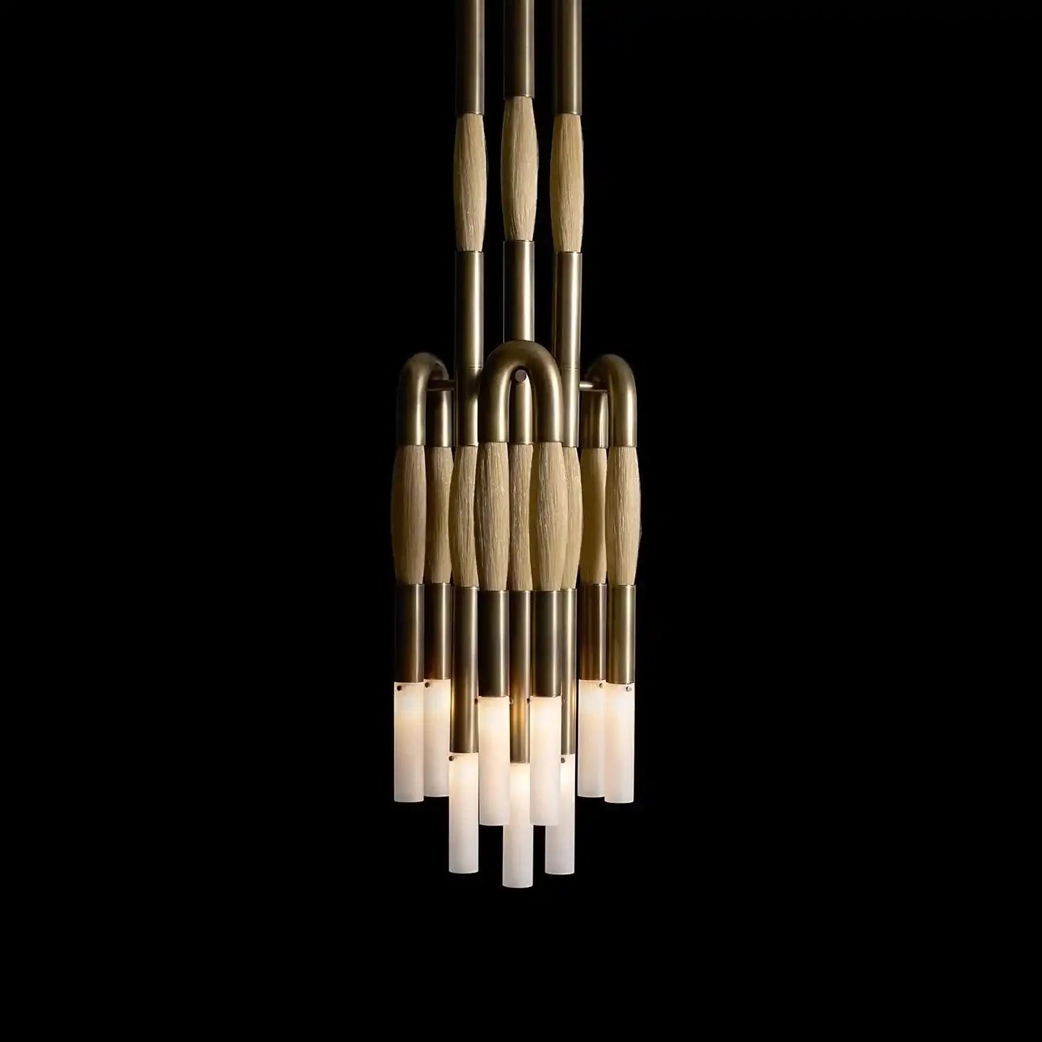 Modern Heritage Horsehair 9 - Light Pendant Unique Luxury Light Fixture - Blackened BrassJet BlackBlushlighting