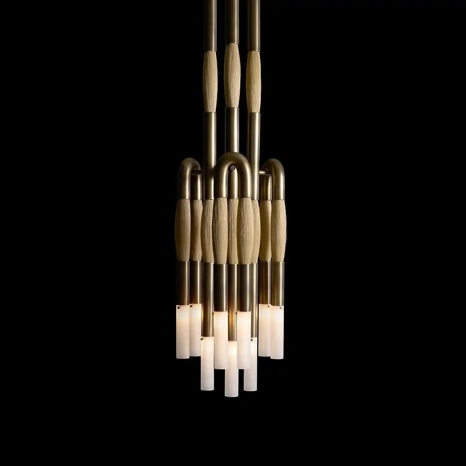 Modern Heritage Horsehair 9 - Light Pendant Unique Luxury Light Fixture - Blackened BrassJet BlackBlushlighting