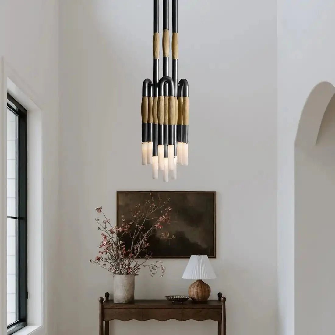 Modern Heritage Horsehair 9 - Light Pendant Unique Luxury Light Fixture - Blackened BrassFlaxenBlushlighting