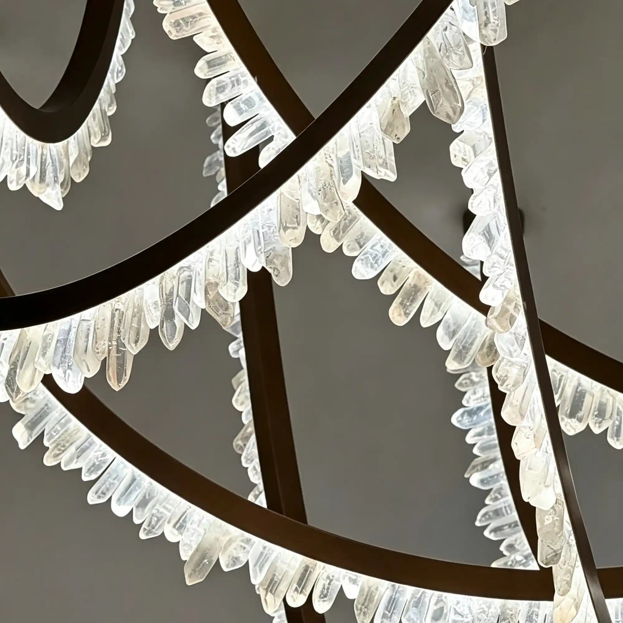 Modern High-End Curved Necklace Natural Crystal Ceiling Chandelier - The Whole Set /8 chainsBlackWarm LightBlushlighting