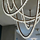 Modern High-End Curved Necklace Natural Crystal Ceiling Chandelier - The Whole Set /8 chainsBlackWarm LightBlushlighting