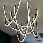 Modern High-End Curved Necklace Natural Crystal Ceiling Chandelier - The Whole Set /8 chainsBlackWarm LightBlushlighting