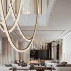 Modern High-End Curved Necklace Natural Crystal Ceiling Chandelier - The Whole Set /8 chainsBrassWhite LightBlushlighting