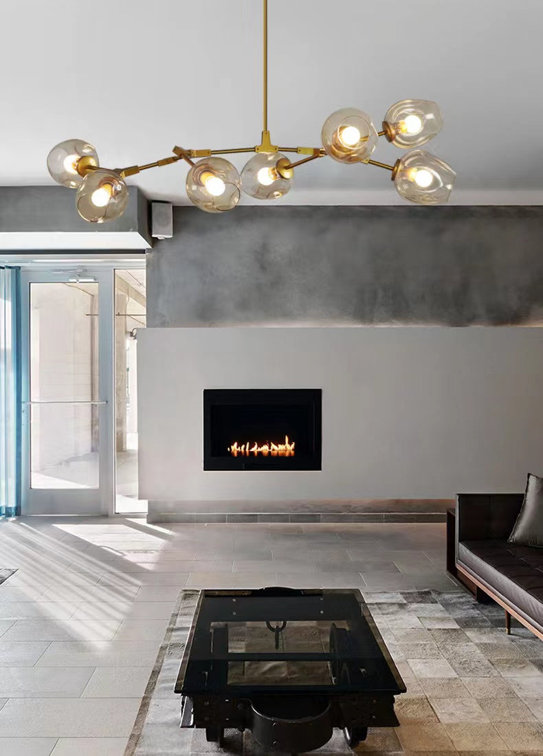 Modern Industrial Branch Chandelier with Multiple Glass Pendants Extra Large for Living or Dining Room-Chandeliers-Blushlighting