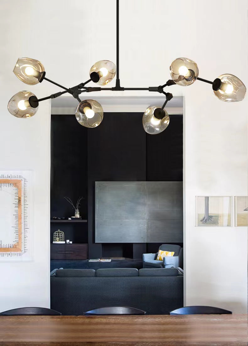 Modern Industrial Branch Chandelier with Multiple Glass Pendants Extra Large for Living or Dining Room-Chandeliers-Blushlighting