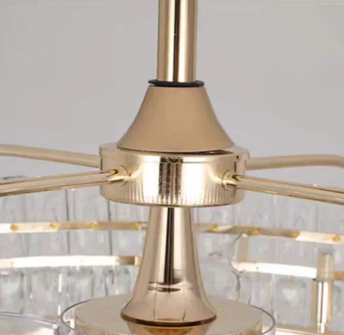 Modern Invisible Blade Fan Light Crystal Chandelier for Living/Dining Room/Bedroom-