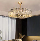 Modern Invisible Blade Fan Light Crystal Chandelier for Living/Dining Room/Bedroom-