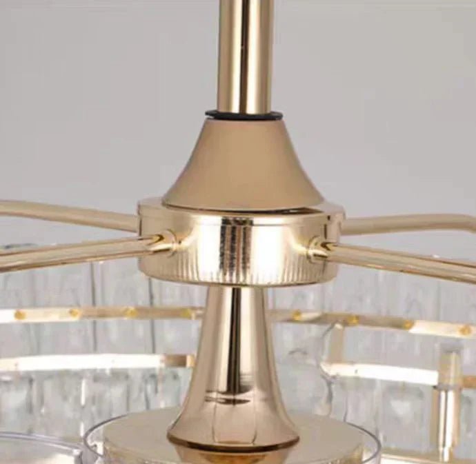 Modern Invisible Blade Fan Light Crystal Chandelier for Living/Dining Room/Bedroom - D26.8"Warm LightBlushlighting