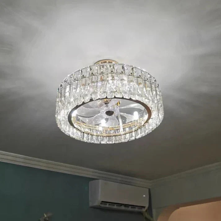 Modern Invisible Blade Fan Light Crystal Chandelier for Living/Dining Room/Bedroom-