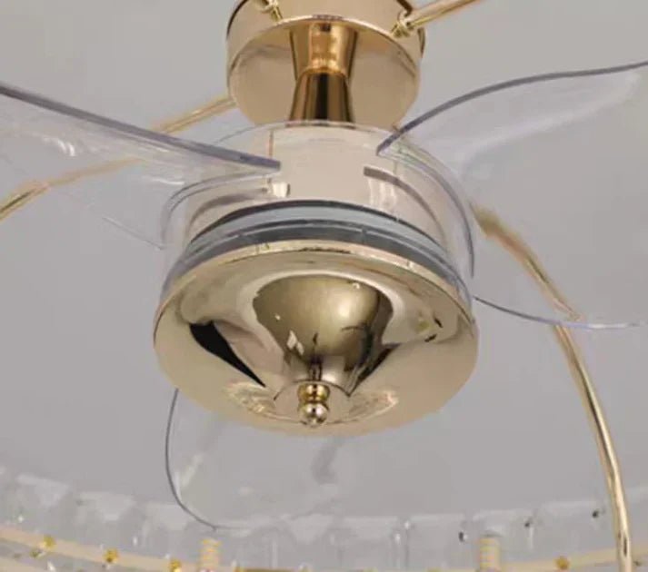 Modern Invisible Blade Fan Light Crystal Chandelier for Living/Dining Room/Bedroom - D26.8"Warm LightBlushlighting