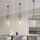 Modern Large Black Pendant Light Fixture Set of 2-21.6 Inch Adjustable Hanging Chandelier with Glass Shade & Brass Finish, Farmhouse Island Lighting for Kitchen, Dining Room, Bathroom