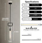 Modern Large Black Pendant Light Fixture Set of 2-21.6 Inch Adjustable Hanging Chandelier with Glass Shade & Brass Finish, Farmhouse Island Lighting for Kitchen, Dining Room, Bathroom