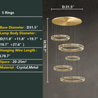Modern Layered Ring Crystal Chandelier For High Ceiling Living Room /Foryer/Stairscase - 5 Rings:D23.6"*H78.7"Warm LightBlushlighting
