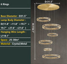 Modern Layered Ring Crystal Chandelier For High Ceiling Living Room /Foryer/Stairscase - 5 Rings:D23.6"*H78.7"Warm LightBlushlighting