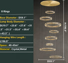 Modern Layered Ring Crystal Chandelier For High Ceiling Living Room /Foryer/Stairscase - 5 Rings:D23.6"*H78.7"Warm LightBlushlighting