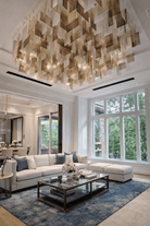 Modern Layered Textured Glass Panel Ceiling Light for Hotel Lobby/Living Room - L104"*W51.2" (L256cm*W130cm)Warm LightWithout CanopyBlushlighting
