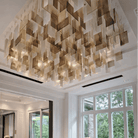 Modern Layered Textured Glass Panel Ceiling Light for Hotel Lobby/Living Room - L104"*W51.2" (L256cm*W130cm)Warm LightWithout CanopyBlushlighting
