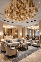 Modern Layered Textured Glass Panel Ceiling Light for Hotel Lobby/Living Room - L104"*W51.2" (L256cm*W130cm)Warm LightWithout CanopyBlushlighting