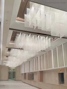 Modern Layered Textured Glass Panel Ceiling Light for Hotel Lobby/Living Room - L104"*W51.2" (L256cm*W130cm)Warm LightWithout CanopyBlushlighting