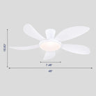 Modern LED Ceiling Fans Low Profile Ceiling Fans with Lights 6 Speeds 48" - WhiteBlushlighting