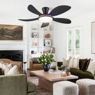 Modern LED Ceiling Fans Low Profile Ceiling Fans with Lights 6 Speeds 48" - WhiteBlushlighting