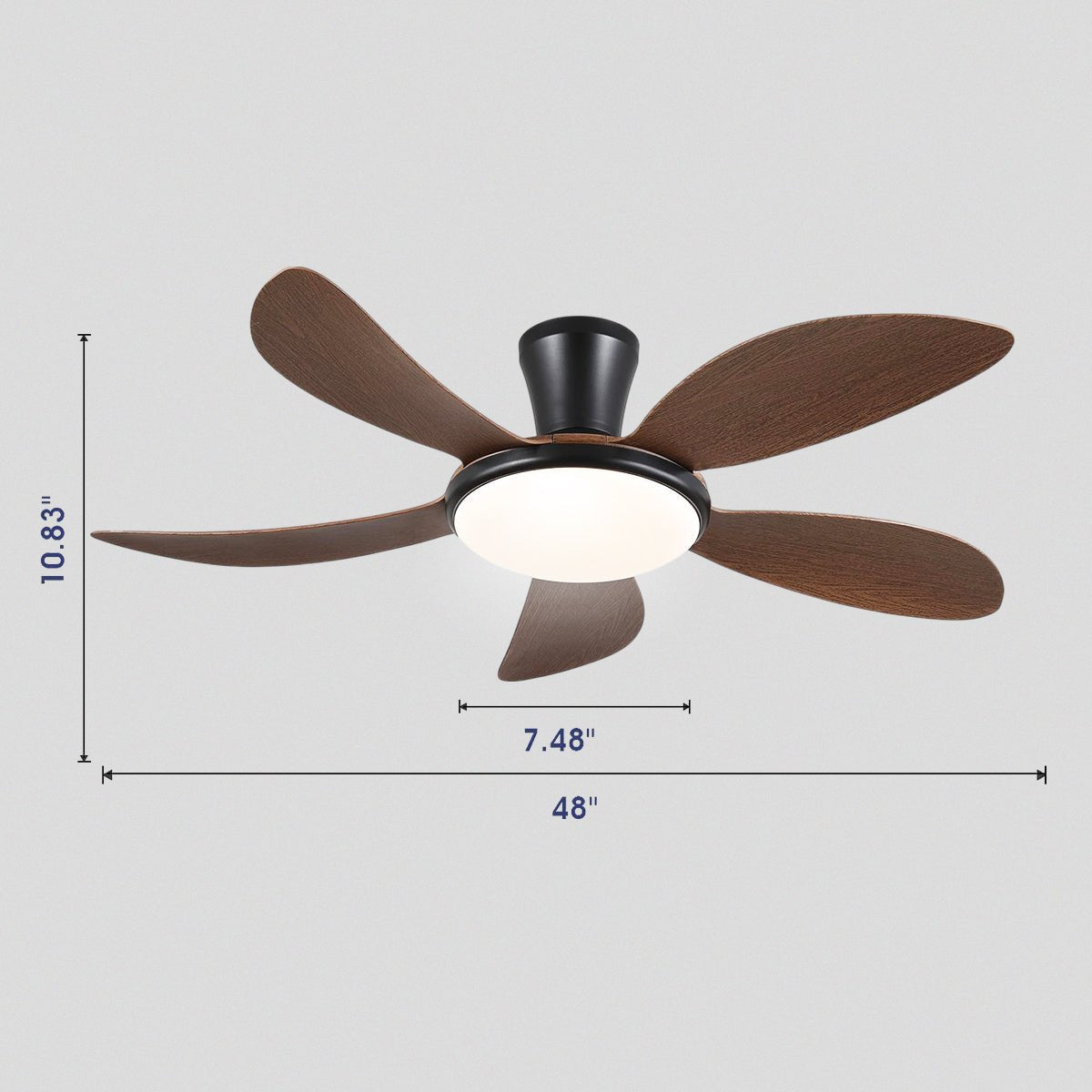 Modern LED Ceiling Fans Low Profile Ceiling Fans with Lights 6 Speeds 48" - BrownBlushlighting