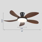 Modern LED Ceiling Fans Low Profile Ceiling Fans with Lights 6 Speeds 48" - BrownBlushlighting