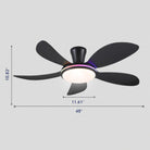 Modern LED Ceiling Fans Low Profile Ceiling Fans with Lights 6 Speeds 48" - RGB BlackBlushlighting