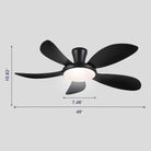 Modern LED Ceiling Fans Low Profile Ceiling Fans with Lights 6 Speeds 48" - BlackBlushlighting