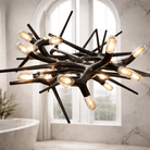 Modern LED Chandelier Adjustable Hanging Light Iron Dimmable 10-45 Bulbs Warm White Cool White - 47.2" / 120cmWarm WhiteBlushlighting