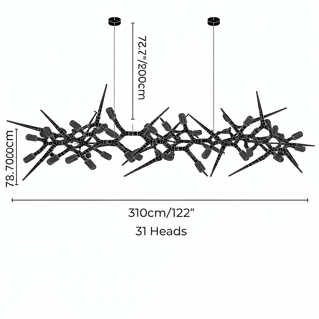 Modern LED Chandelier Adjustable Hanging Light Iron Dimmable 10-45 Bulbs Warm White Cool White - 47.2" / 120cmWarm WhiteBlushlighting