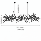 Modern LED Chandelier Adjustable Hanging Light Iron Dimmable 10-45 Bulbs Warm White Cool White - 47.2" / 120cmWarm WhiteBlushlighting