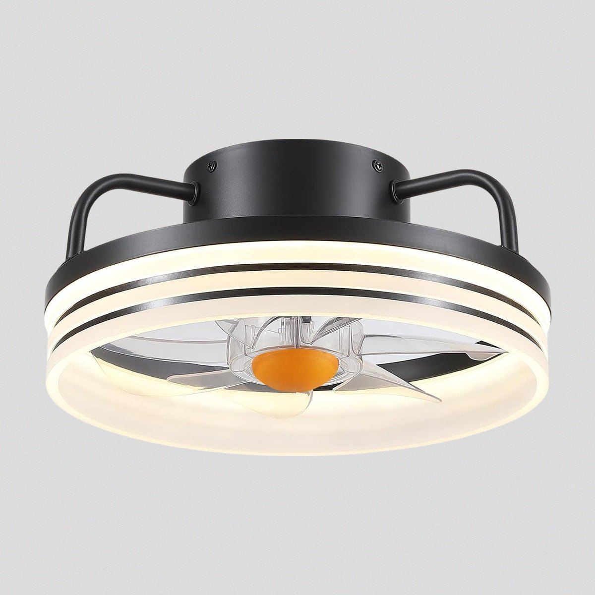 Modern LED Flush Mount Ceiling Fan Light 13" - BlackBlushlighting