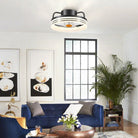 Modern LED Flush Mount Ceiling Fan Light 13" - Black & RGBBlushlighting