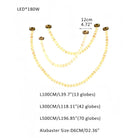 Modern LED Natural Alabaster Globes Beads Hanging Chandelier Indoor Lighting Fixture - 125 globes - L100+L300+L500CM/L40"+L118"+L197"Warm Light (3000K)Brass + WhiteBlushlighting