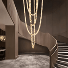 Modern LED Natural Alabaster Globes Beads Hanging Chandelier Indoor Lighting Fixture - 167 globes - L100+L200+L400+L500CM/L40"+L80"+L157"+L197"Warm Light (3000K)Black + WhiteBlushlighting