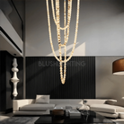 Modern LED Natural Alabaster Globes Beads Hanging Chandelier Indoor Lighting Fixture-Modern Pendant lamp-Blushlighting-209 globes-L100+L200+L300+L400+L500CM/L40"+L80"+L118"+L157"+L197"-Neutral Light (4000K)-Brass + White-Blushlighting