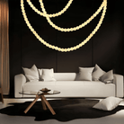 Modern LED Natural Alabaster Globes Beads Hanging Chandelier Indoor Lighting Fixture-Modern Pendant lamp-Blushlighting-125 globes-L100+L300+L500CM/L40"+L118"+L197"-Cool Light (6000k)-Black + White-Blushlighting