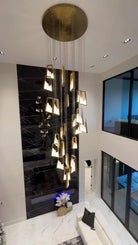 Modern Light Luxury Alabaster Chandelier in Gold Finish-Chandeliers-Blushlighting-Blushlighting